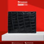 Ví da cá sấu nam màu đen bóng cao cấp, vân lớn sang trọng, thiết kế gập đôi đẳng cấp T D THIEN DI thiendi luxury 0911811836