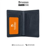 Bóp da bò cao cấp Thiendi Luxury màu đen vân chéo, thiết kế dáng đứng sang trọng, da thật tinh