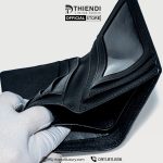 Bóp da bò cao cấp Thiendi Luxury màu đen vân chéo, thiết kế dáng đứng sang trọng, da thật tinh