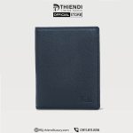 Bóp da bò cao cấp Thiendi Luxury màu đen vân chéo, thiết kế dáng đứng sang trọng, da thật tinh