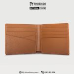 Bóp da bò xịn Thiendi Luxury màu nâu, thiết kế dạng ví ngang sang trọng cho nam.