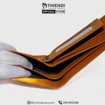 Ví nam chính hãng màu cam, da thật cao cấp, thương hiệu Thiendi Luxury