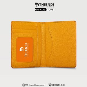 Ví nam da bò chính hãng màu cam thương hiệu Thiendi Luxury, thiết kế sang trọng, chất liệu thật cao cấp.