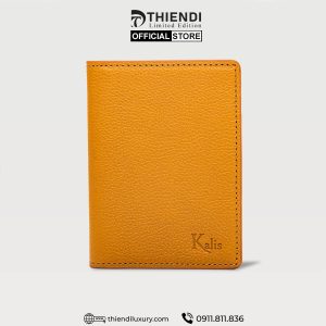 Ví nam da bò chính hãng màu cam thương hiệu Thiendi Luxury, thiết kế sang trọng, chất liệu thật cao cấp.