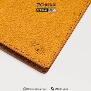 Ví nam da bò chính hãng màu cam thương hiệu Thiendi Luxury, thiết kế sang trọng, chất liệu thật cao cấp.