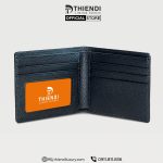 Ví nam da bò thật màu đen Thiendi Luxury, thiết kế ngang tối giản, sang trọng