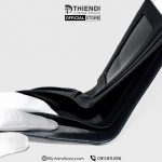 Ví nam da bò thật màu đen Thiendi Luxury, thiết kế ngang tối giản, sang trọng