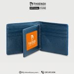 Bóp da cao cấp màu xanh navy, da bò thật mềm mịn, thương hiệu Thiendi Luxury