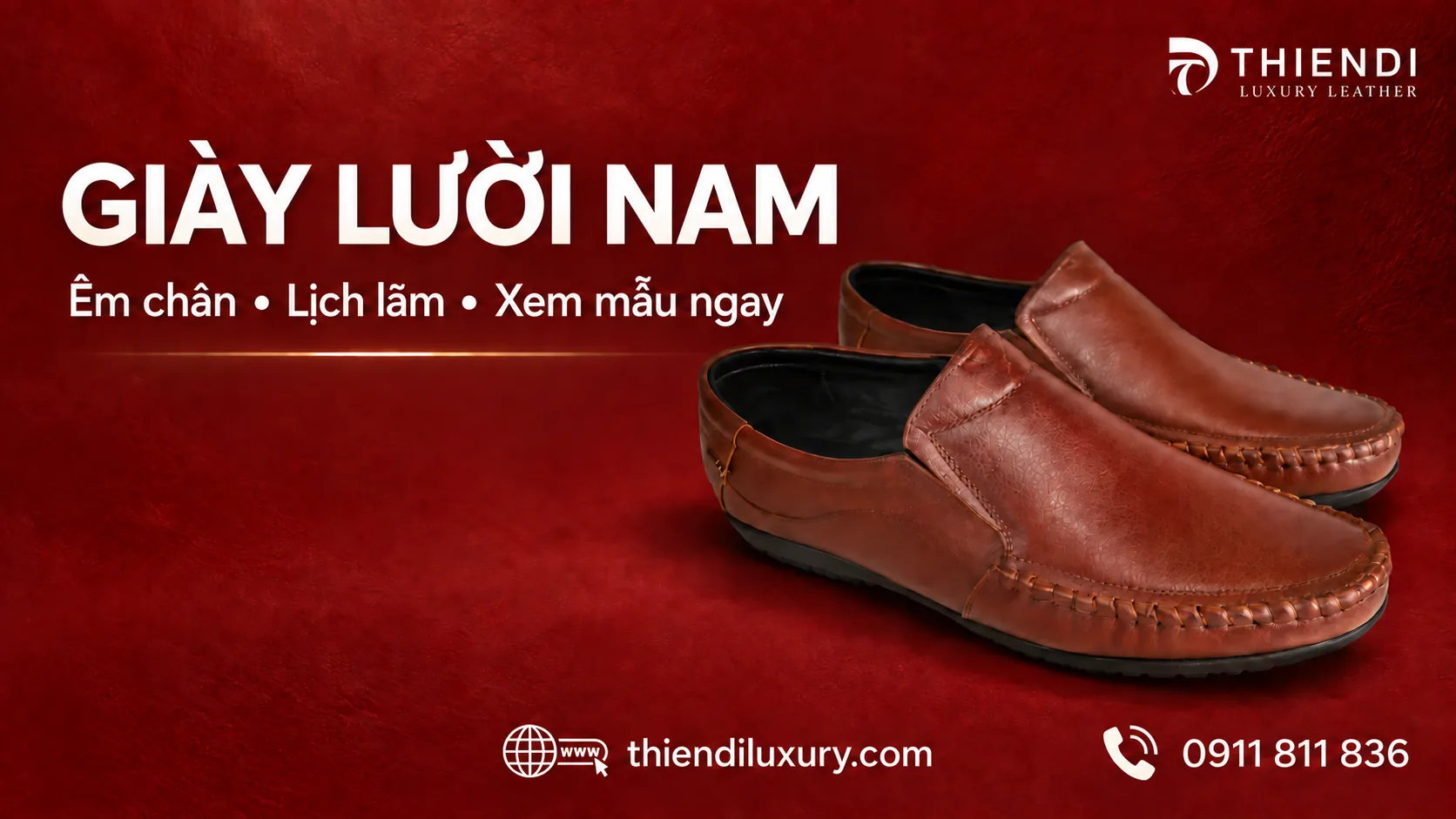 Giày lười nam cao cấp Thiendi Luxury, giày da nam êm chân